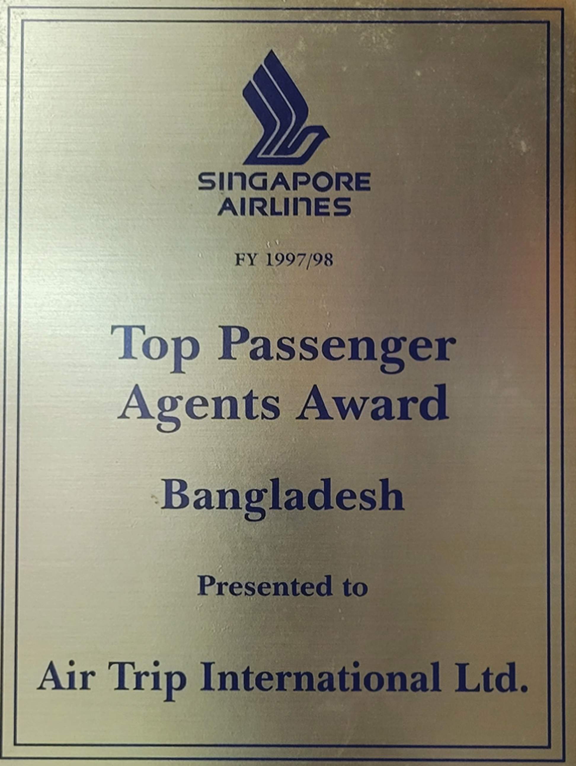 Top Passenger Award Received from Singapore Airlines